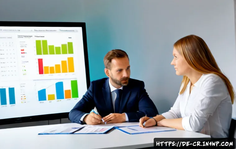 Home 17 역량 갭 분석 결과의 지속적 모니터링 - Photorealistic German workplace performance review scene, diverse mid-career professionals gathered ...